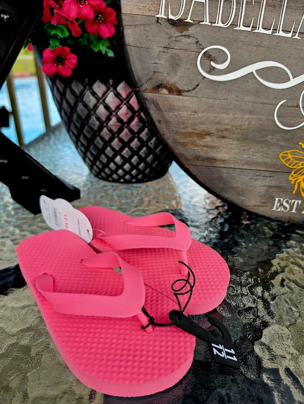 2 Wonder Nation Yellow & Pink Classic Flip Flops